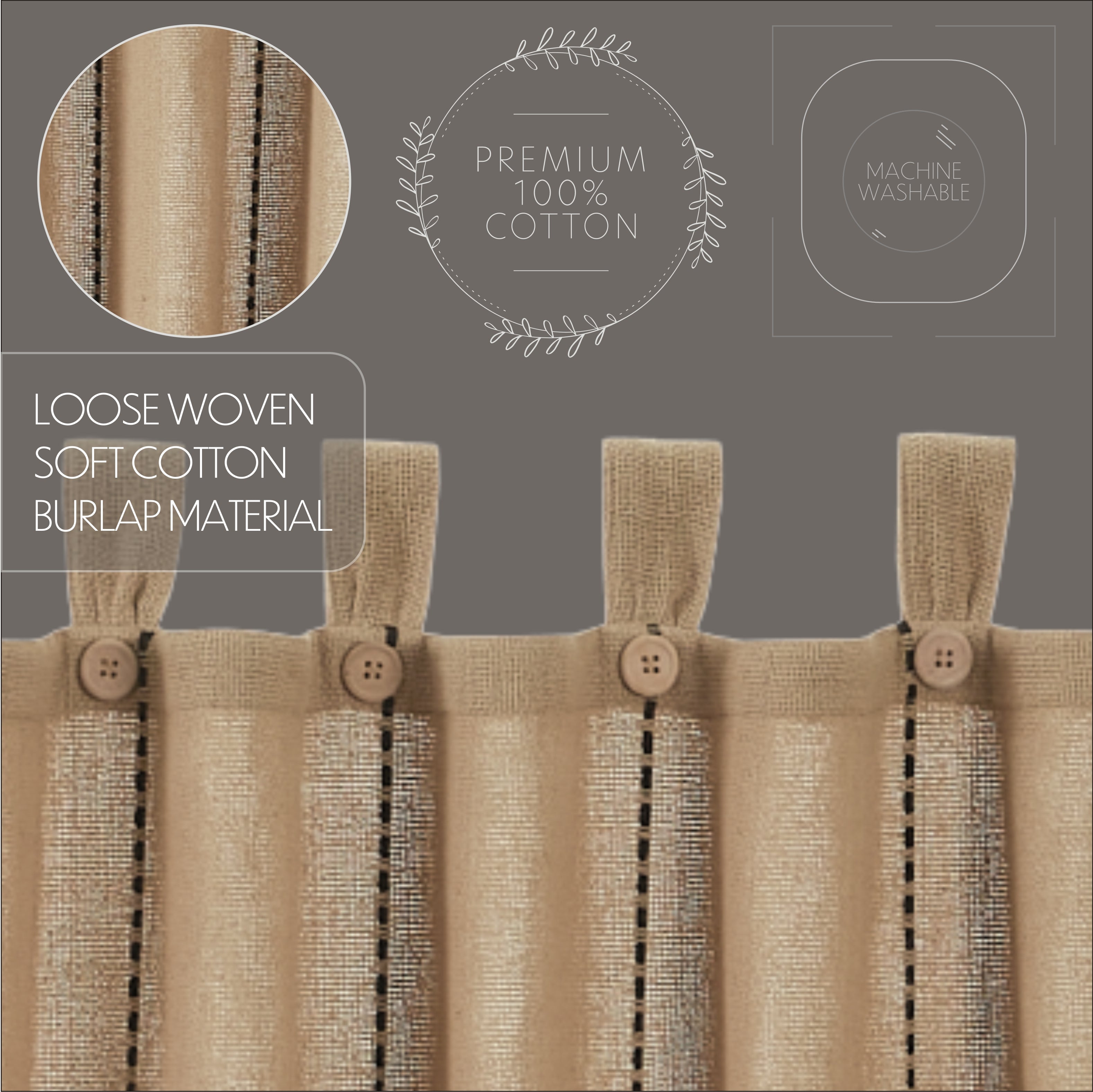 Stitched Burlap Panel Set of 2 – VHC Brands Home Decor