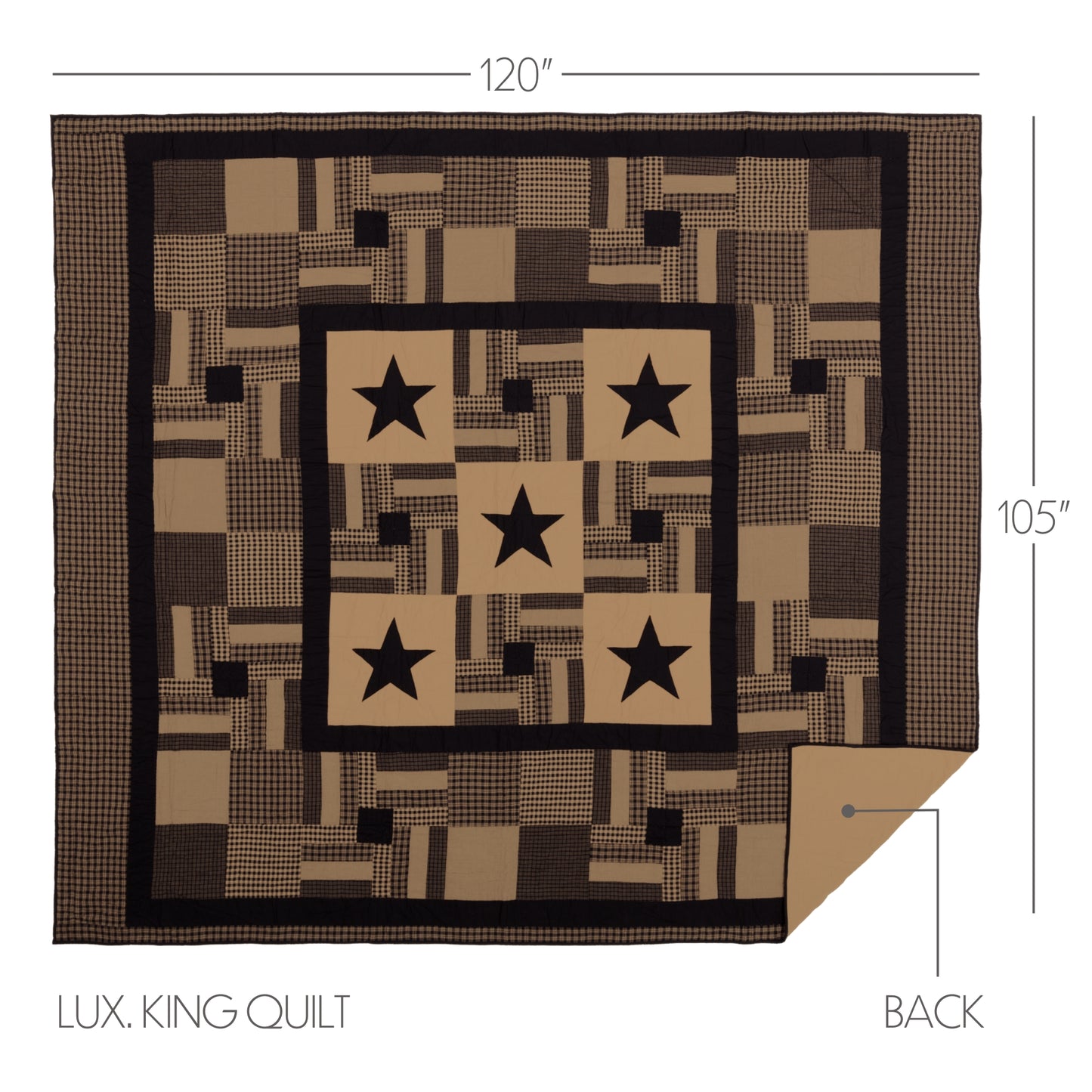 45577-Black-Check-Star-Luxury-King-Quilt-120Wx105L-image-1