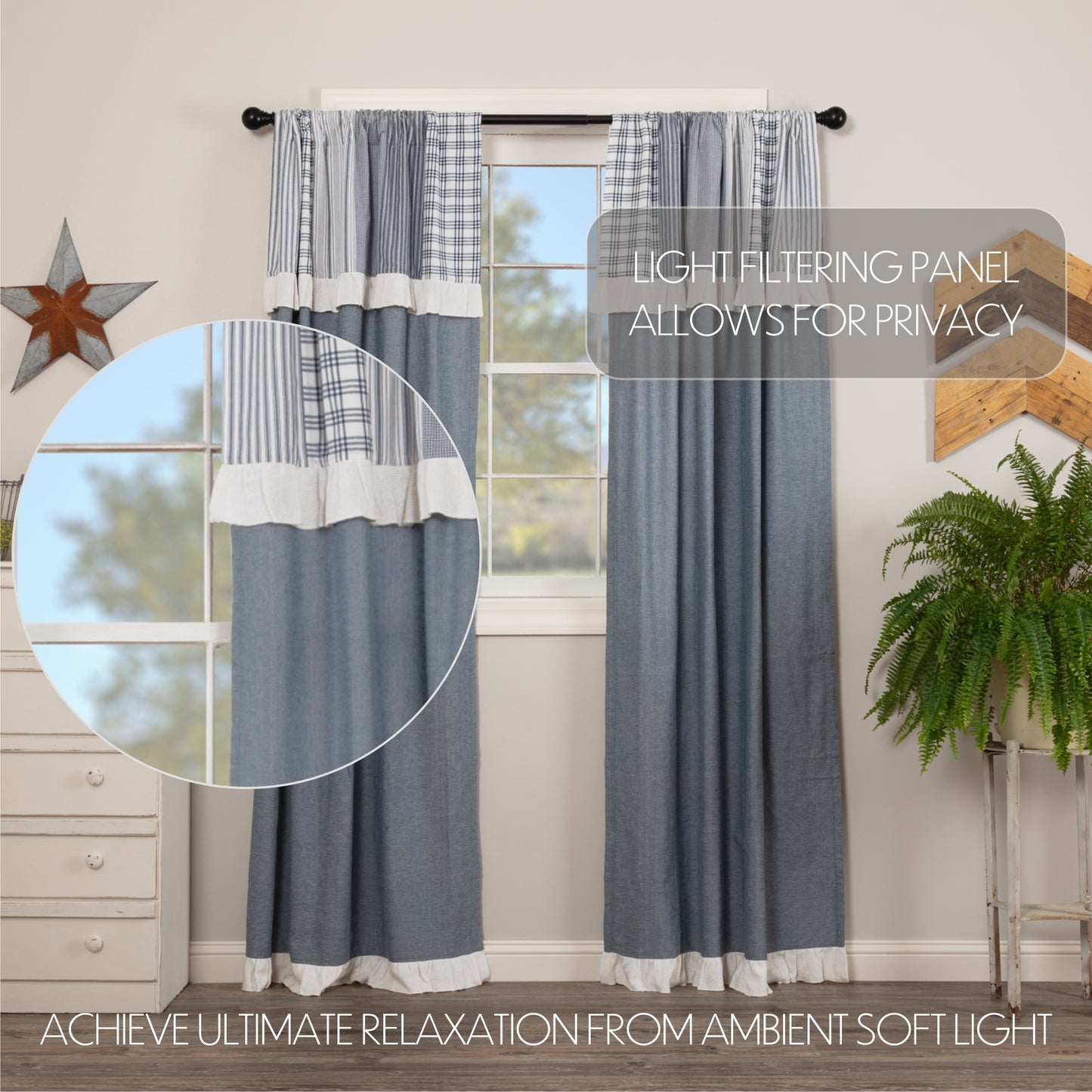 51287-Sawyer-Mill-Blue-Chambray-Solid-Panel-with-Attached-Patchwork-Valance-Set-of-2-84x40-image-2