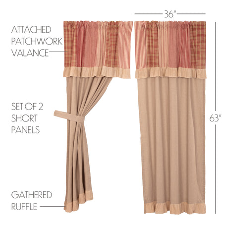 51345-Sawyer-Mill-Red-Chambray-Solid-Short-Panel-with-Attached-Patchwork-Valance-Set-of-2-63x36-image-1