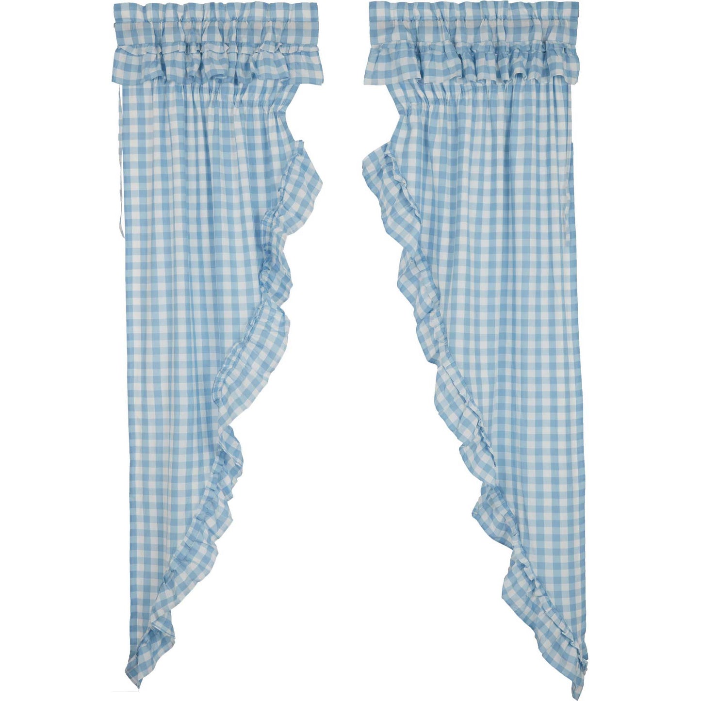 Annie Buffalo Check Farmhouse Ruffled Prairie Panel Window Curtain Set VHC Brands