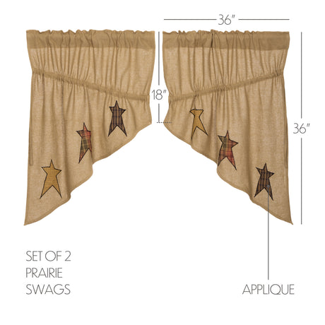 21609-Stratton-Burlap-Applique-Star-Prairie-Swag-Set-of-2-36x36x18-image-1