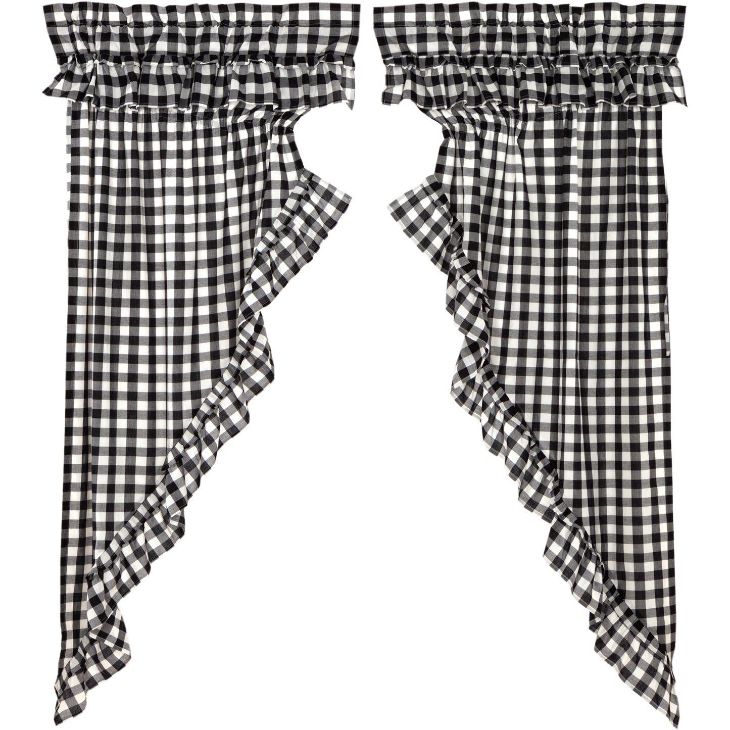 Annie Buffalo Check Farmhouse Ruffled Prairie Panel Window Curtain Set VHC Brands