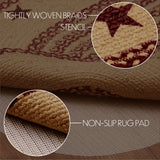 70710-Burgundy-Tan-Jute-Rug-Oval-Stencil-Stars-w-Pad-24x36-image-3