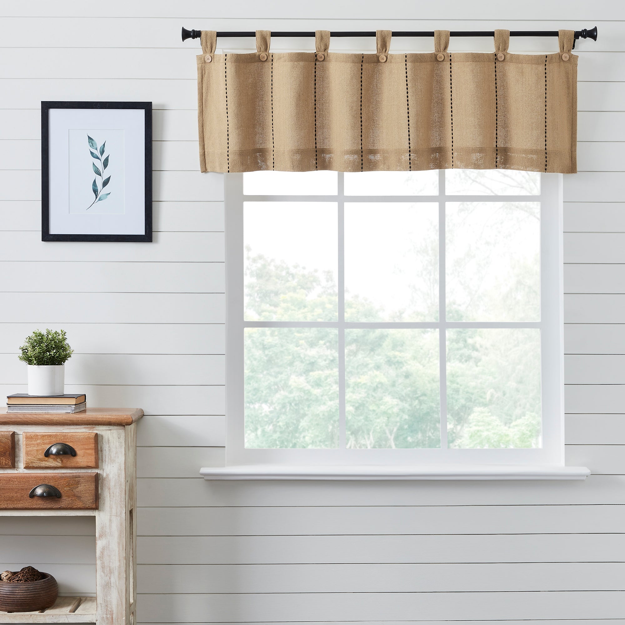 VHC Brands Burlap Stars Curtain Valance - Thumbnail 2