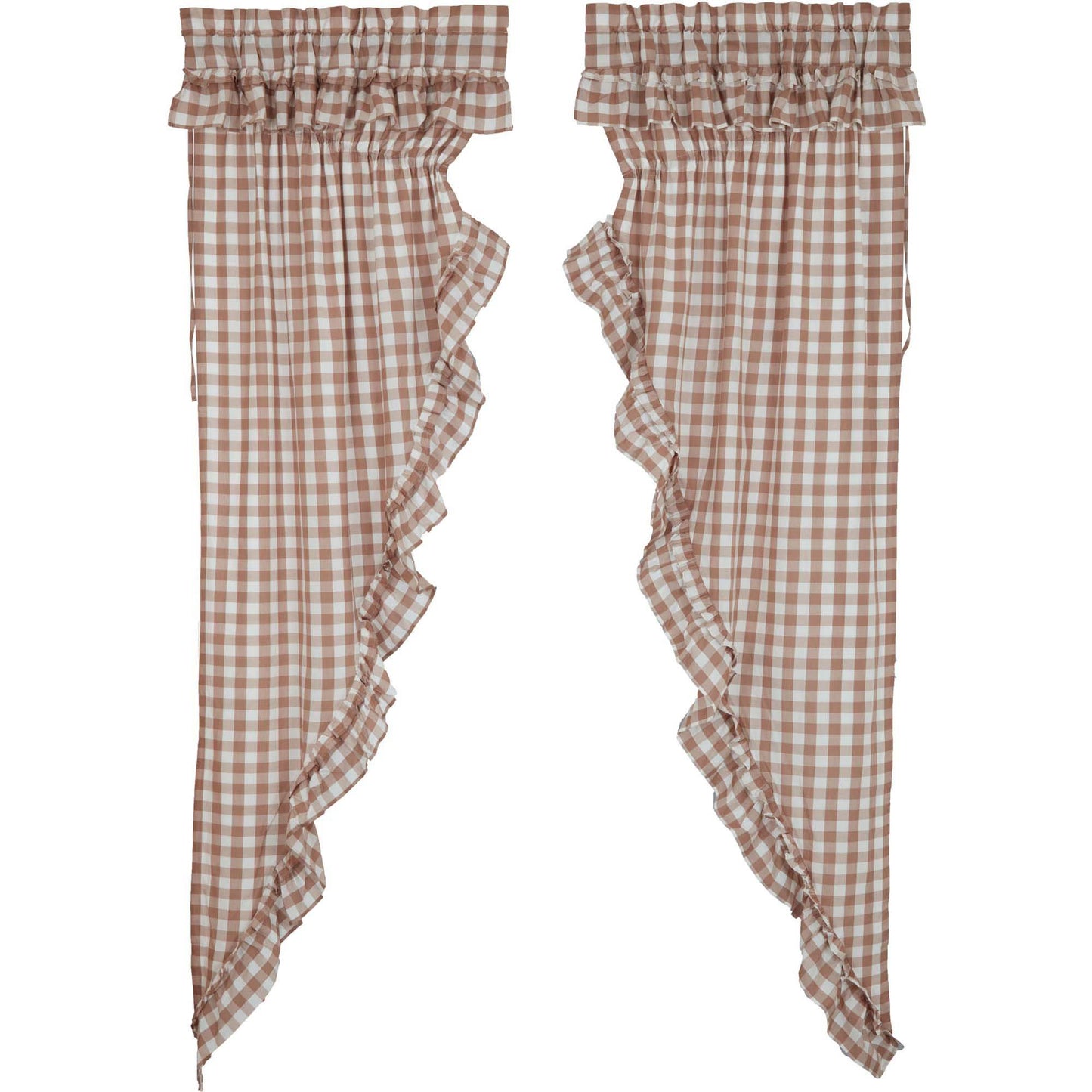 Annie Buffalo Check Farmhouse Ruffled Prairie Panel Window Curtain Set VHC Brands