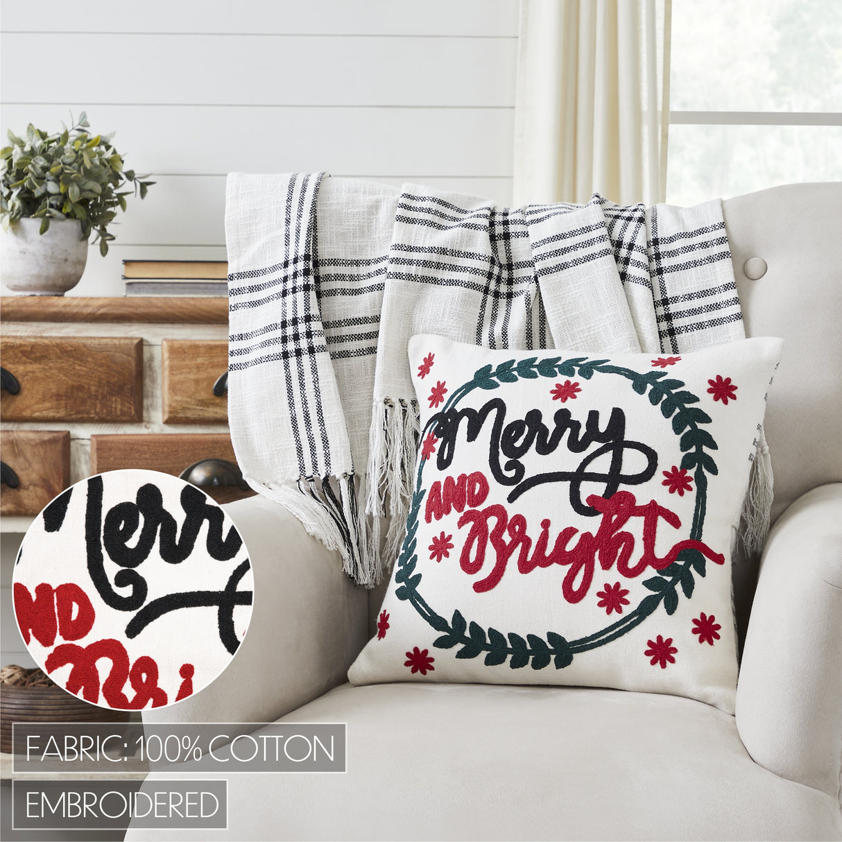 80307-Black-Plaid-Merry-&-Bright-Pillow-18x18-image