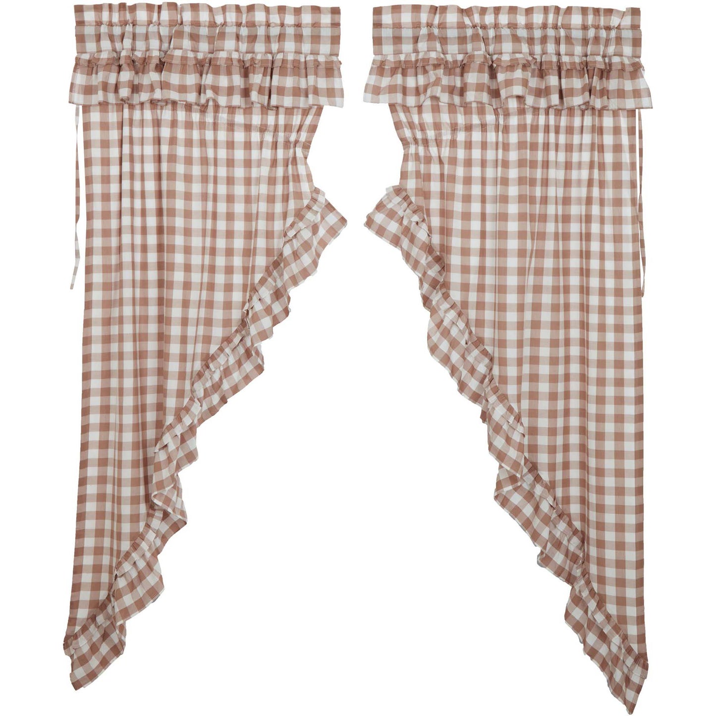 Annie Buffalo Check Farmhouse Ruffled Prairie Panel Window Curtain Set VHC Brands