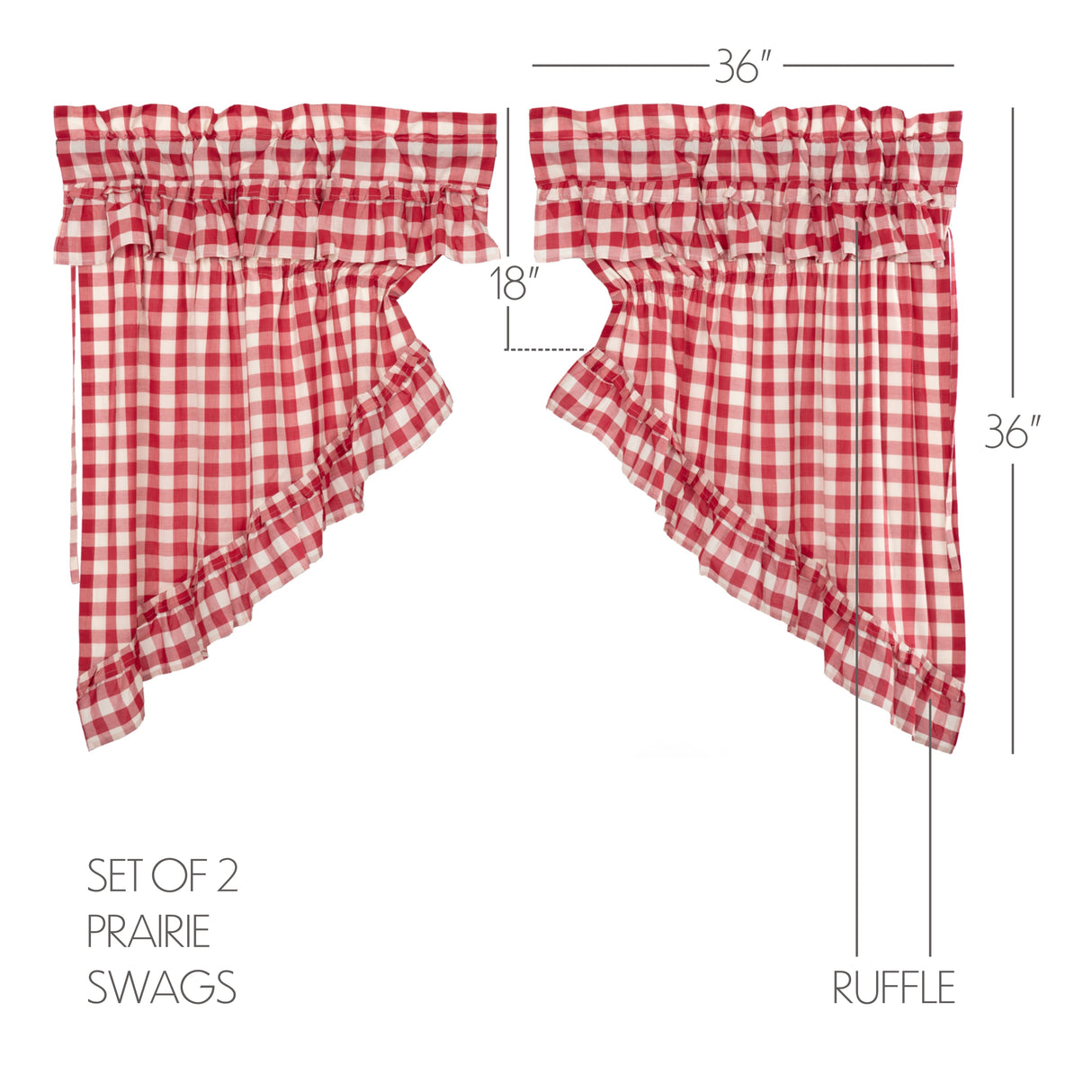 51121-Annie-Buffalo-Red-Check-Ruffled-Prairie-Swag-Set-of-2-36x36x18-image-1