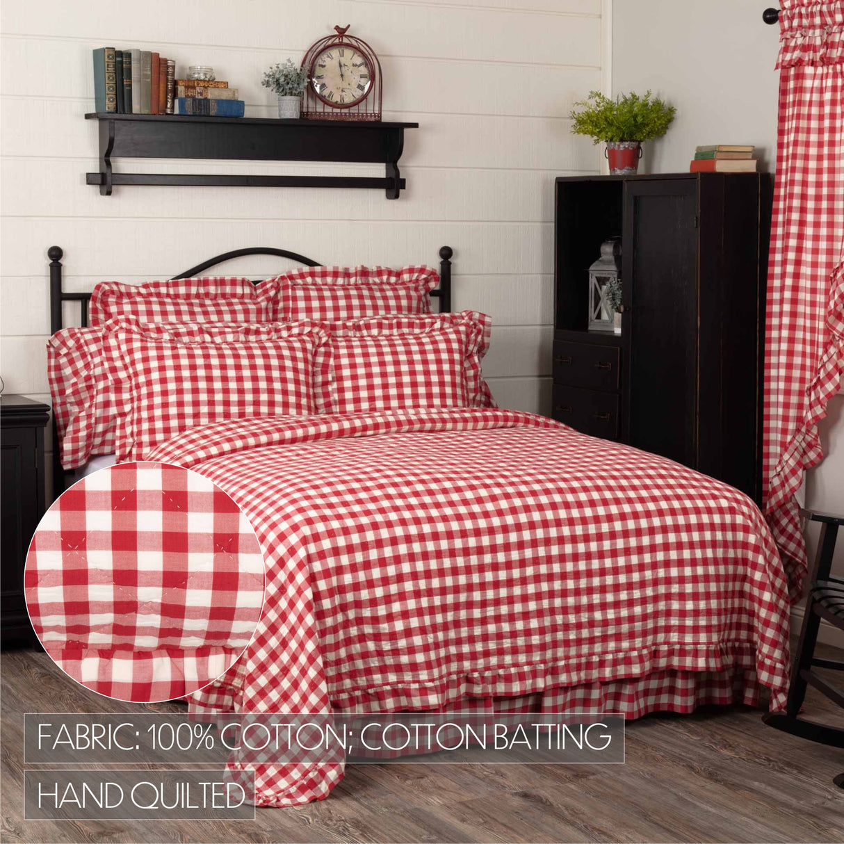 51766-Annie-Buffalo-Red-Check-Ruffled-California-King-Quilt-Coverlet-130Wx115L-image-2