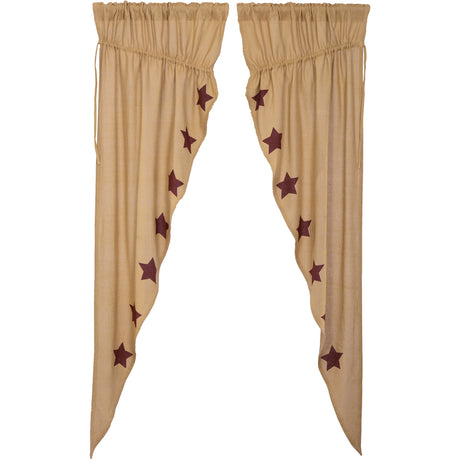 51178-Burlap-W-Burgundy-Stencil-Stars-Prairie-Long-Panel-Set-of-2-84x36x18-image-2