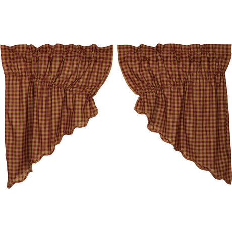 6101-Burgundy-Check-Scalloped-Prairie-Swag-Set-of-2-36x36x18-image-6