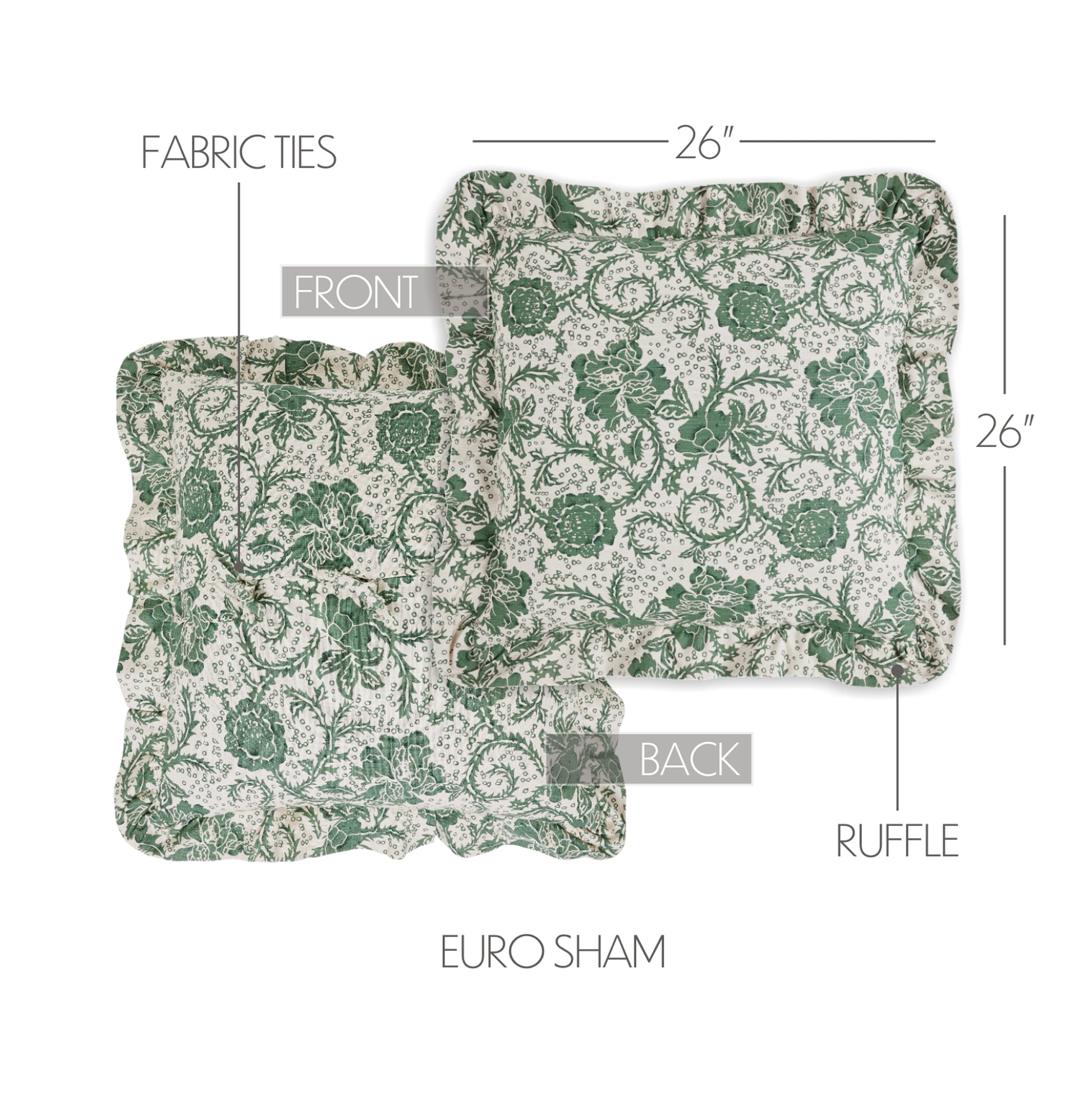 81217-Dorset-Green-Floral-Fabric-Euro-Sham-26x26-image-1