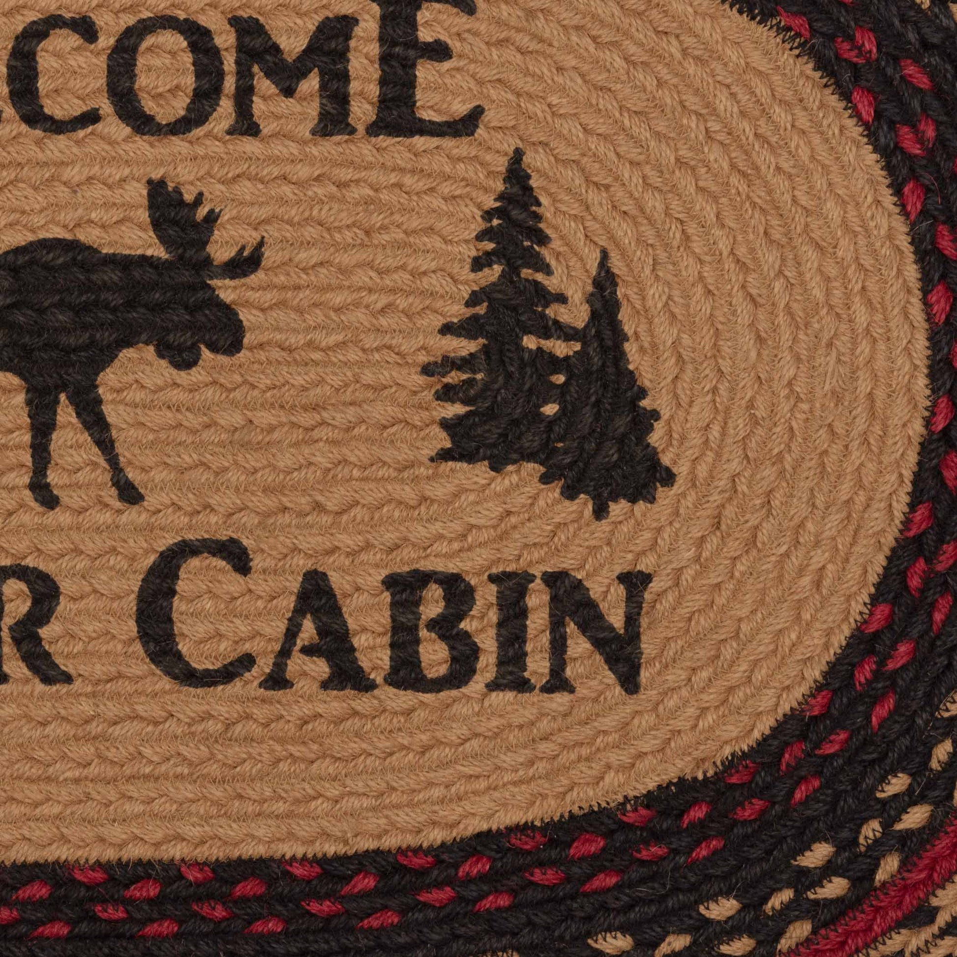 69484-Cumberland-Stenciled-Moose-Jute-Rug-Oval-Welcome-to-the-Cabin-w-Pad-20x30-image-2