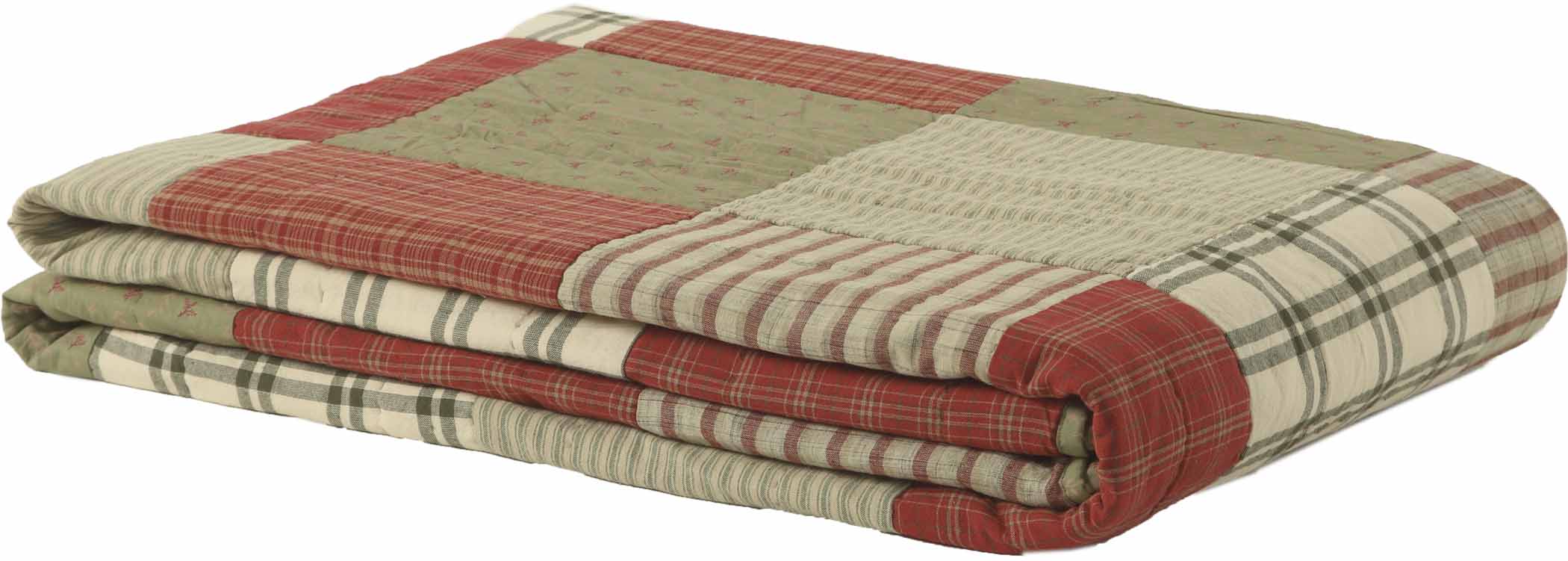 Farmhouse Quilt Prairie Winds Patchwork Cotton Red Green Bedroom Decor