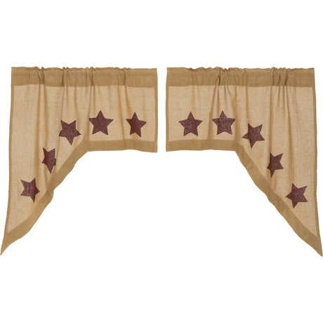 25917-Burlap-w-Burgundy-Stencil-Stars-Swag-Set-of-2-36x36x16-image-2