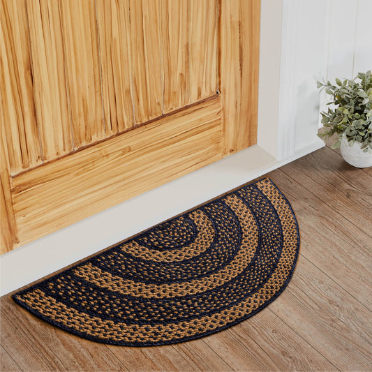 VHC Brands Braided Area Rug - Natural & Creme Jute Rug Oval w/ Pad 60x96