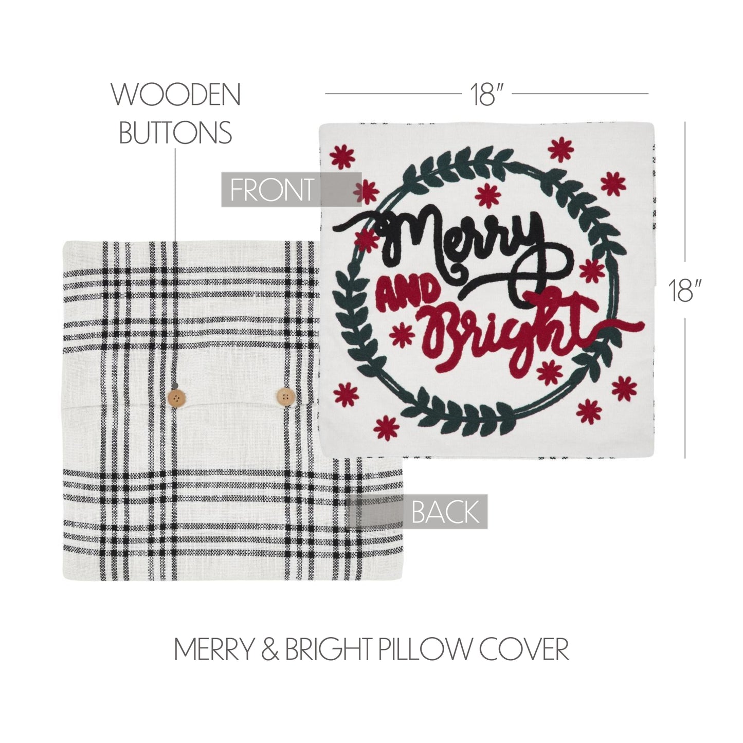 80308-Black-Plaid-Merry-&-Bright-Pillow-Cover-18x18-image