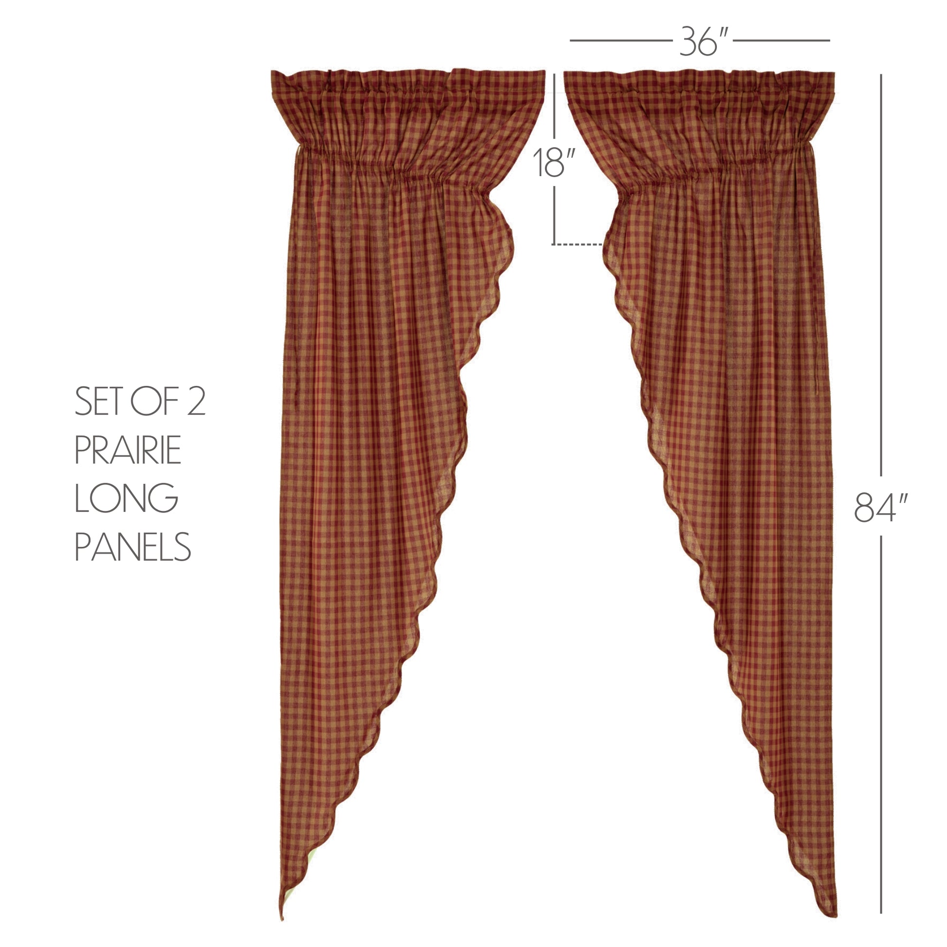 51148-Burgundy-Check-Scalloped-Prairie-Long-Panel-Set-of-2-84x36x18-image-2