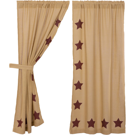 25914-Burlap-w-Burgundy-Stencil-Stars-Short-Panel-Set-of-2-63x36-image-2