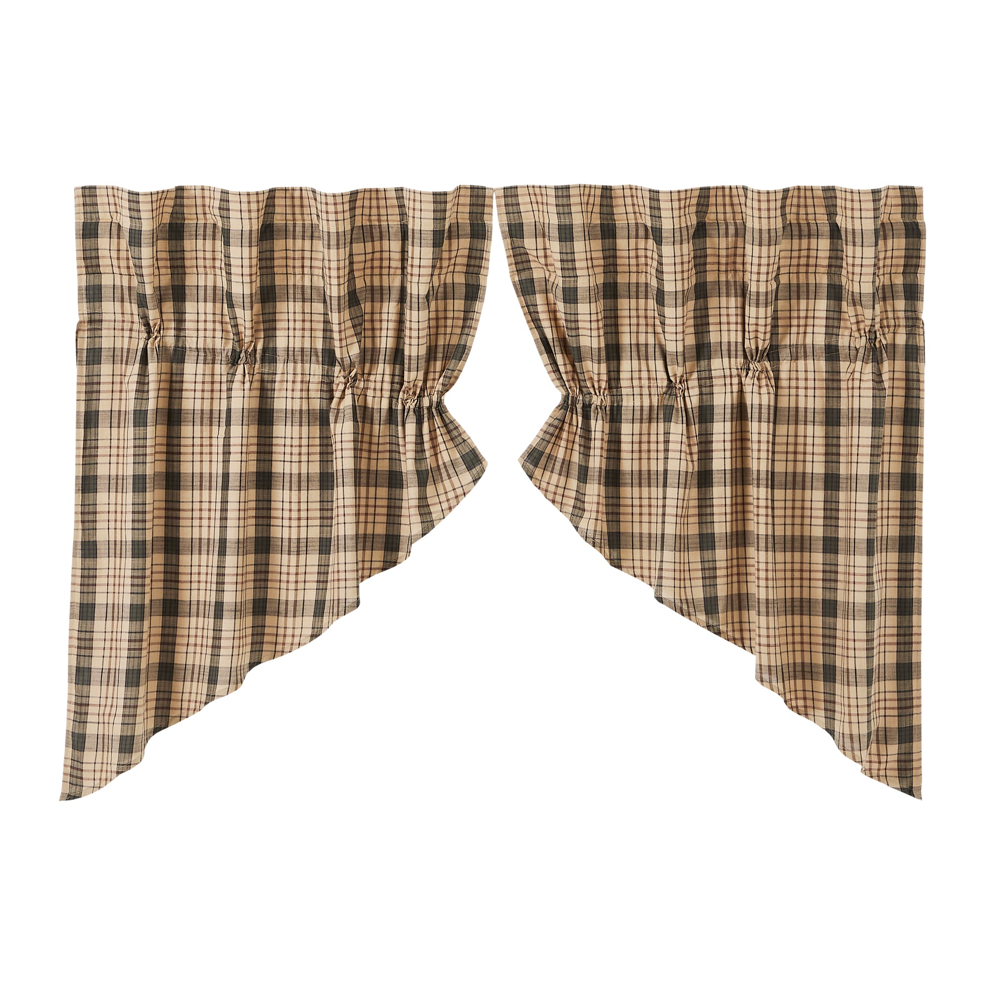 Cozy And Elegance - Primitive Swag Plaid Pair Black Rod Pocket Kitchen Window Curtains Cozy And Elegance - Primitive Swag Plaid Pair Black Rod Pocket Kitchen Window Curtains