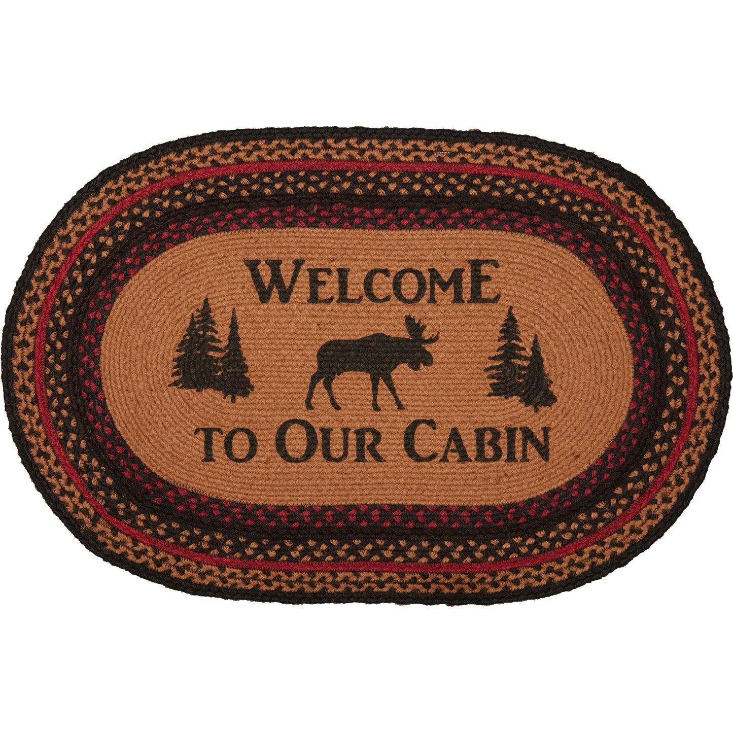 69484-Cumberland-Stenciled-Moose-Jute-Rug-Oval-Welcome-to-the-Cabin-w-Pad-20x30-image-4