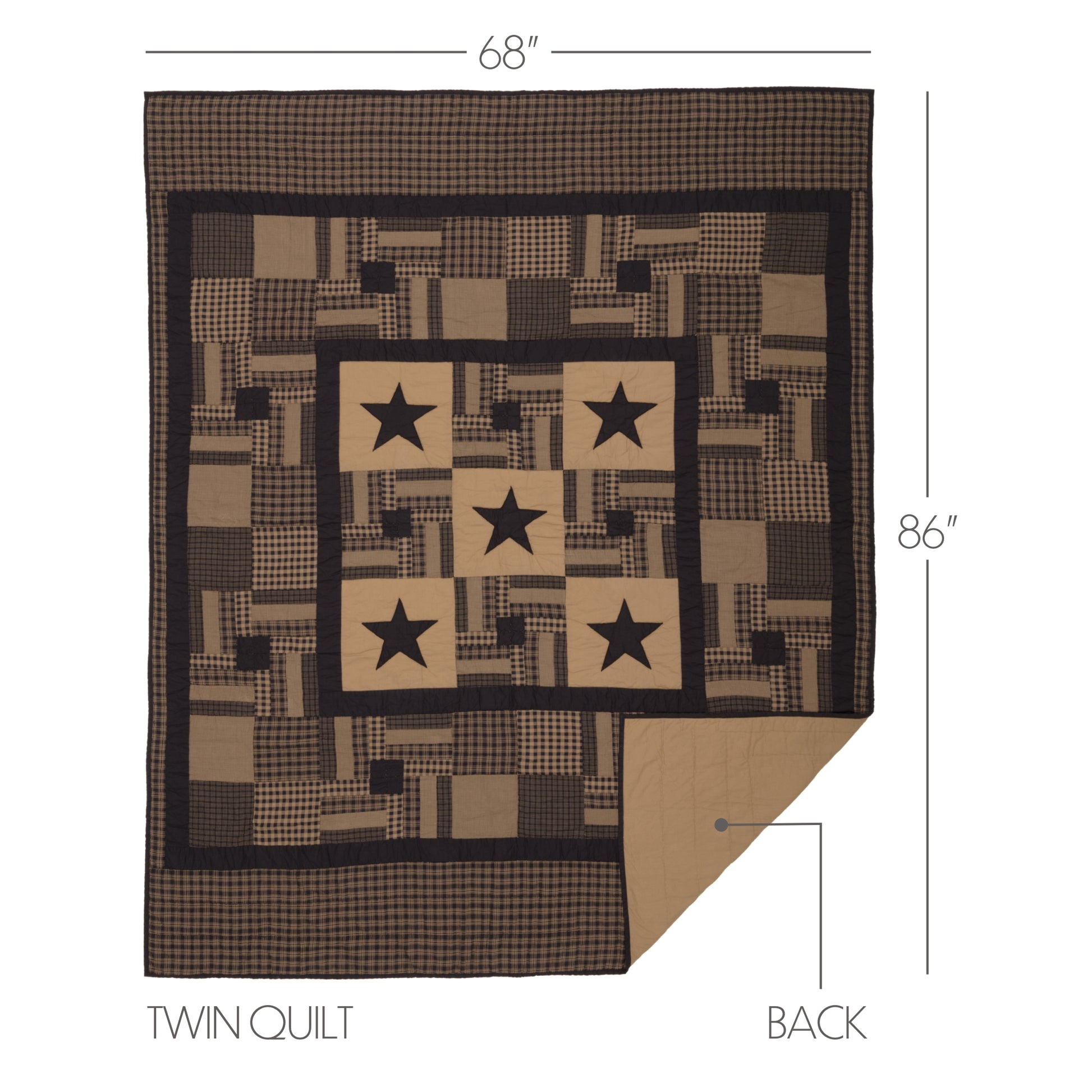 45580-Black-Check-Star-Twin-Quilt-68Wx86L-image-1