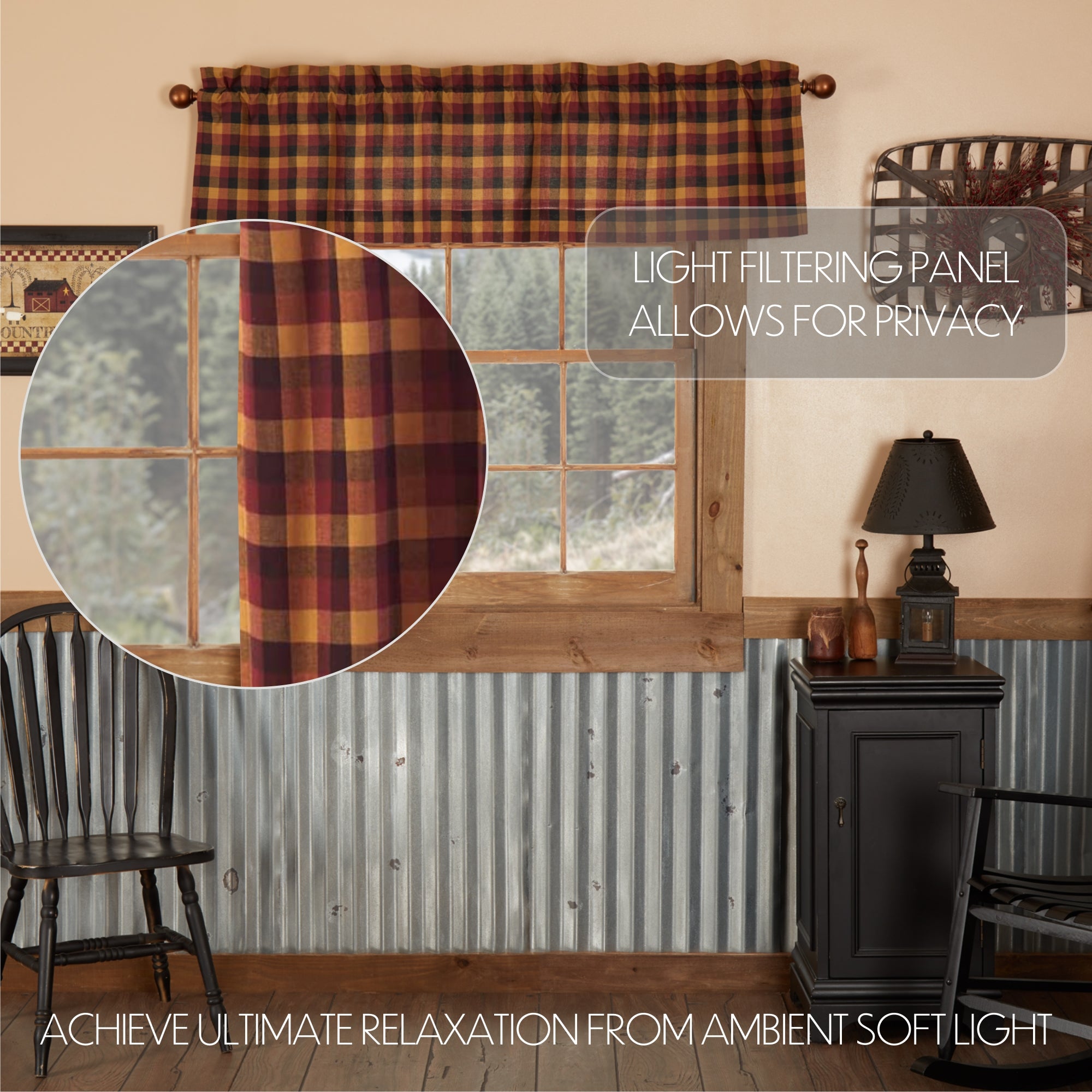 Heritage Farms Primitive Check Valance - Thumbnail 4