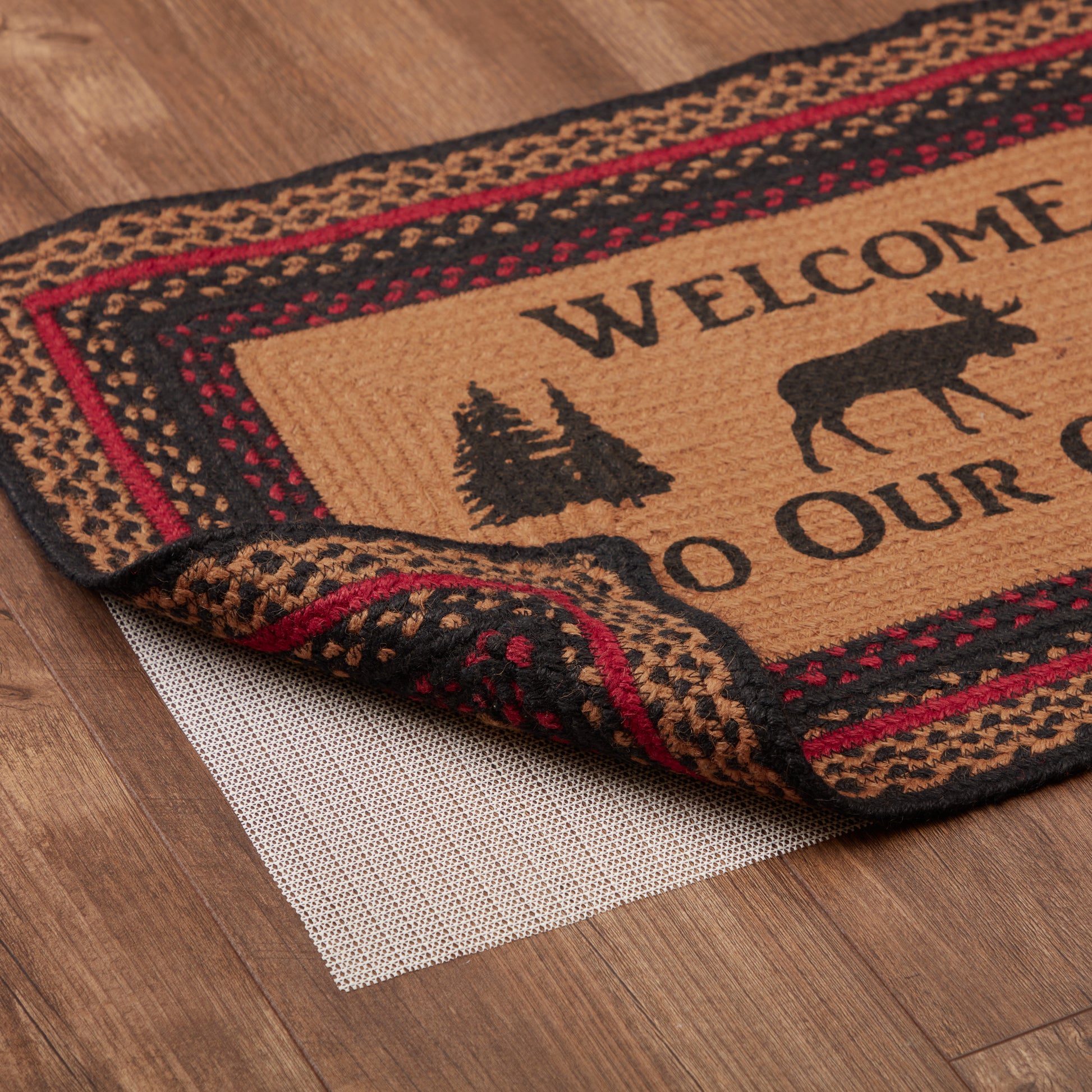 69413-Cumberland-Stenciled-Moose-Jute-Rug-Rect-Welcome-to-the-Cabin-w-Pad-20x30-image-3
