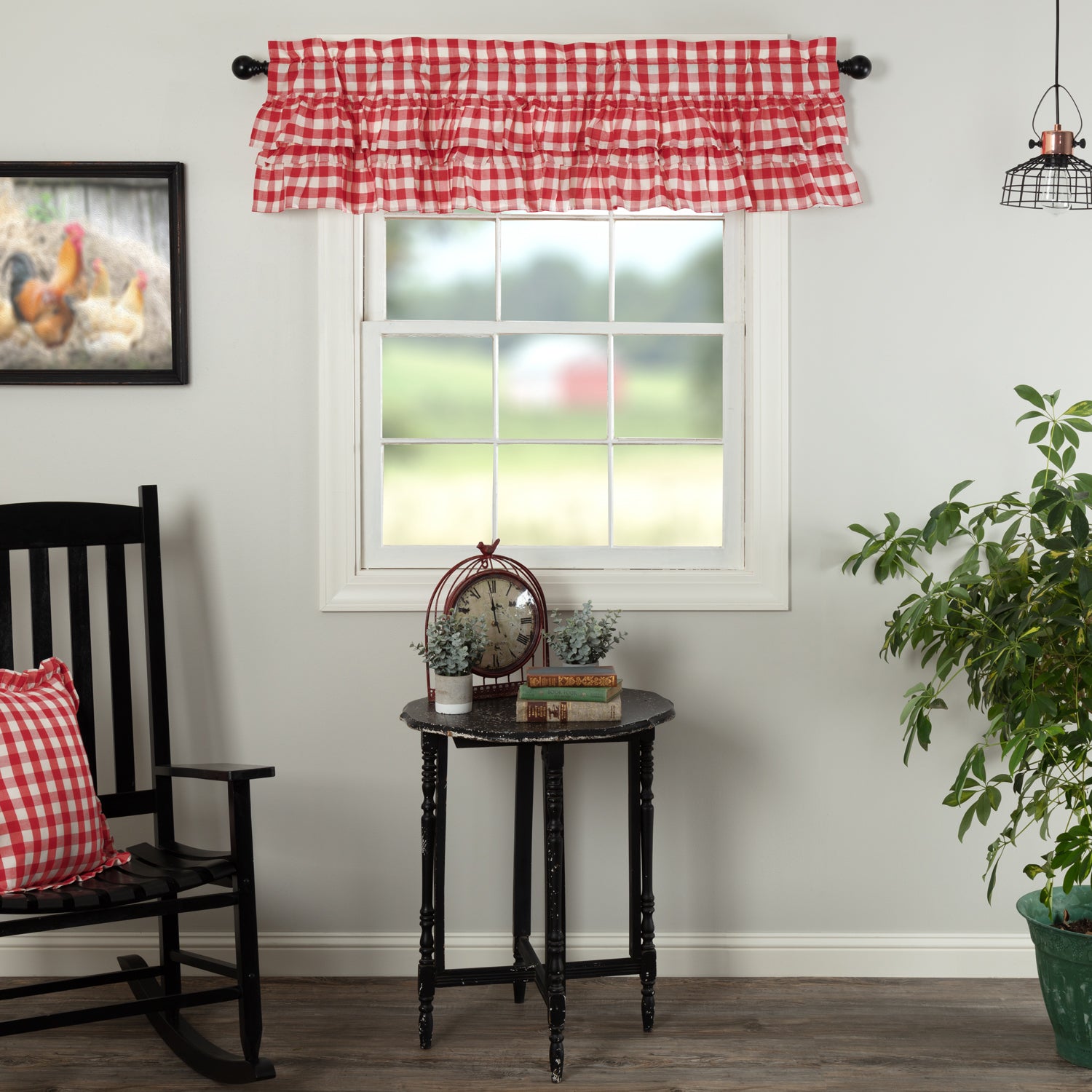 Spa Blue/Green Flat Valance; Modern Farmhouse Valance for Kitchen; Buffalo, store Plaid, Check; Abbot in Waterbury; 87-1/2