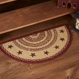 70706-Burgundy-Tan-Jute-Rug-Half-Circle-Stencil-Stars-w-Pad-16.5x33-image-2