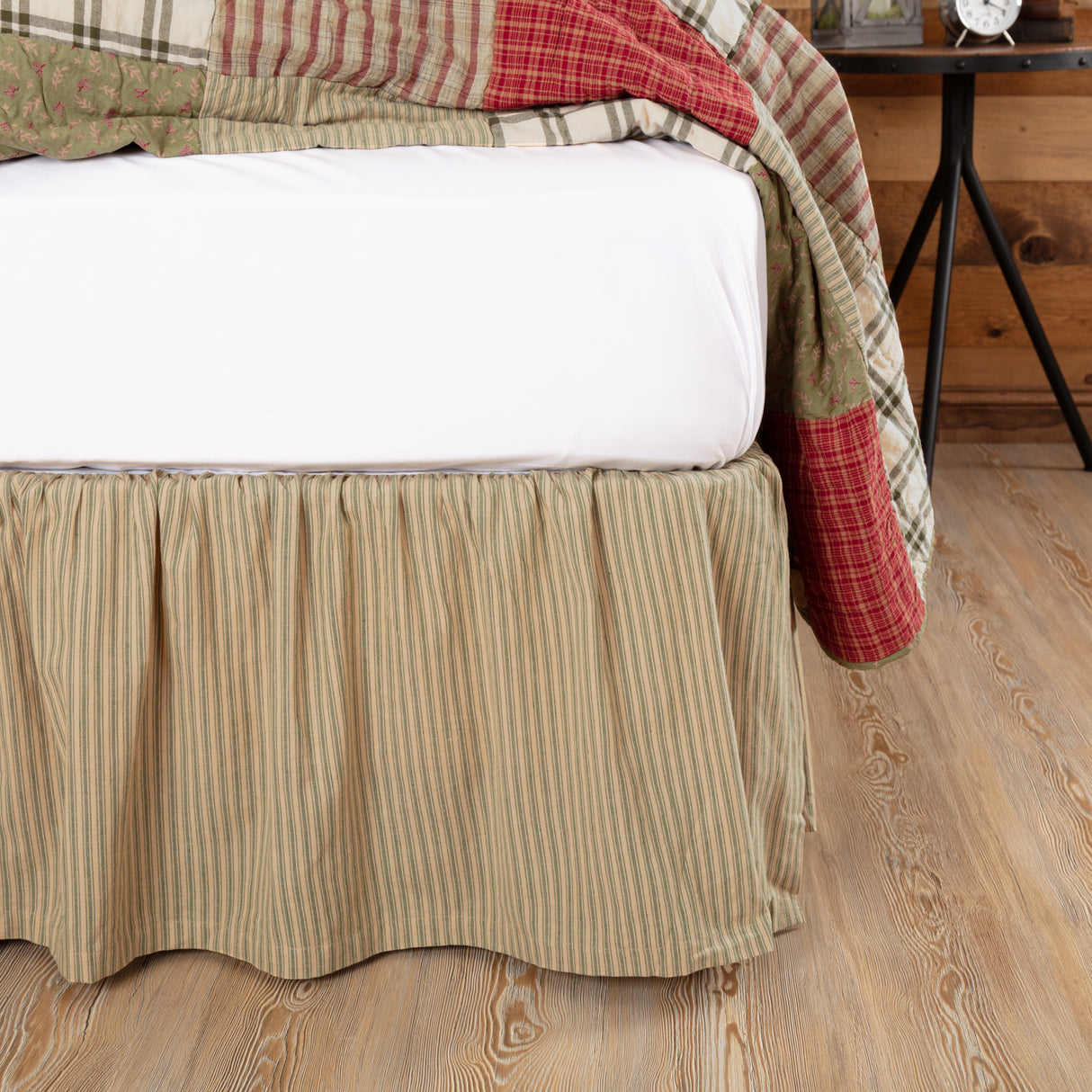 50504-Prairie-Winds-Green-Ticking-Stripe-Queen-Bed-Skirt-60x80x16-image-3