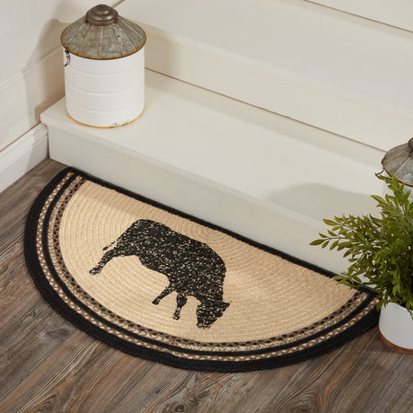 69396-Sawyer-Mill-Charcoal-Cow-Jute-Rug-Half-Circle-w-Pad-16.5x33-image-1