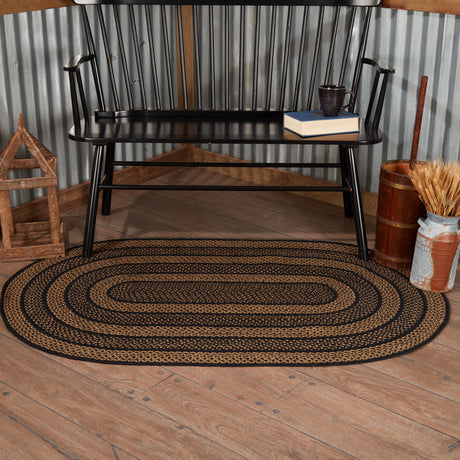 69463-Black-Tan-Jute-Rug-Oval-w-Pad-36x60-image-2