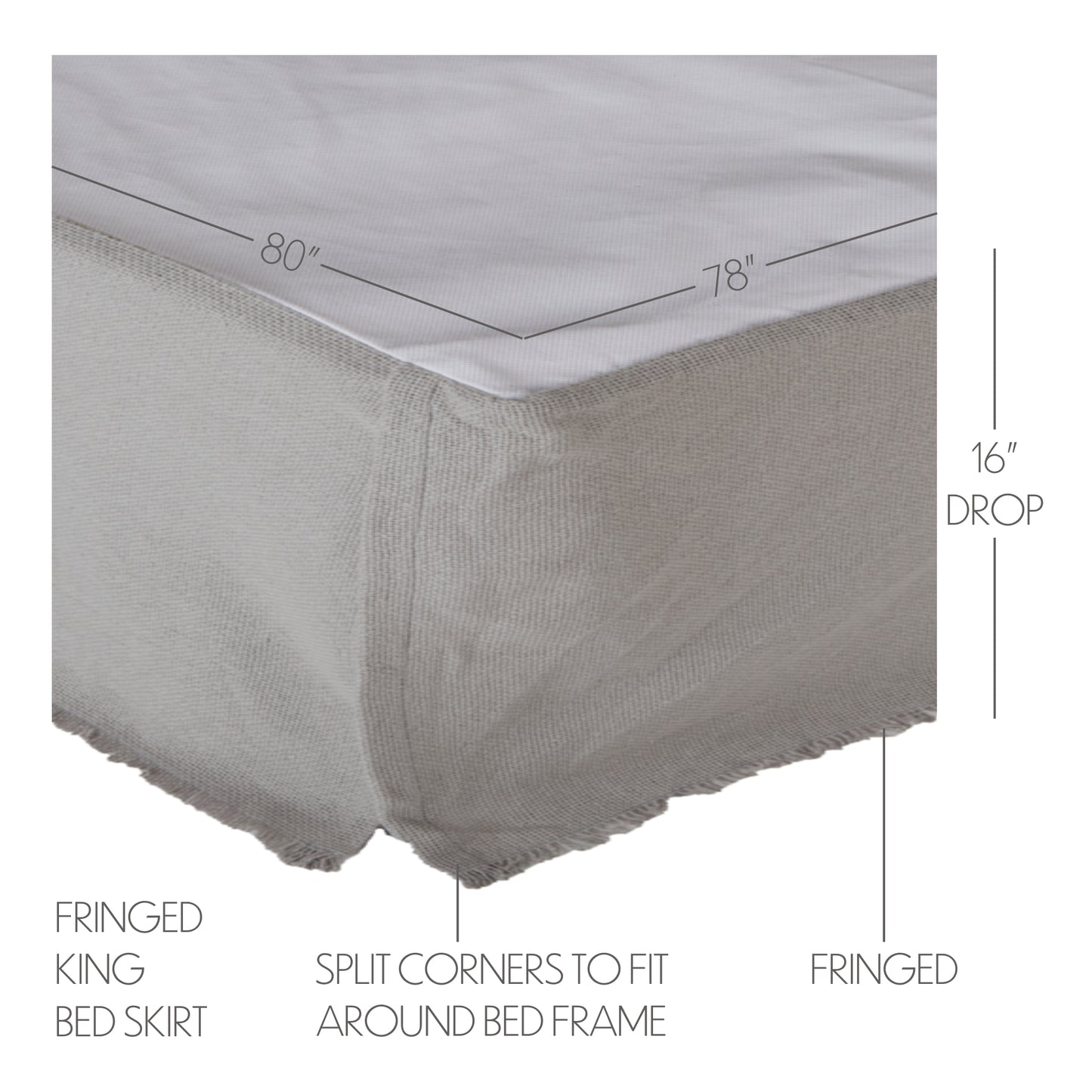 70050-Burlap-Dove-Grey-Fringed-King-Bed-Skirt-78x80x16-image-1