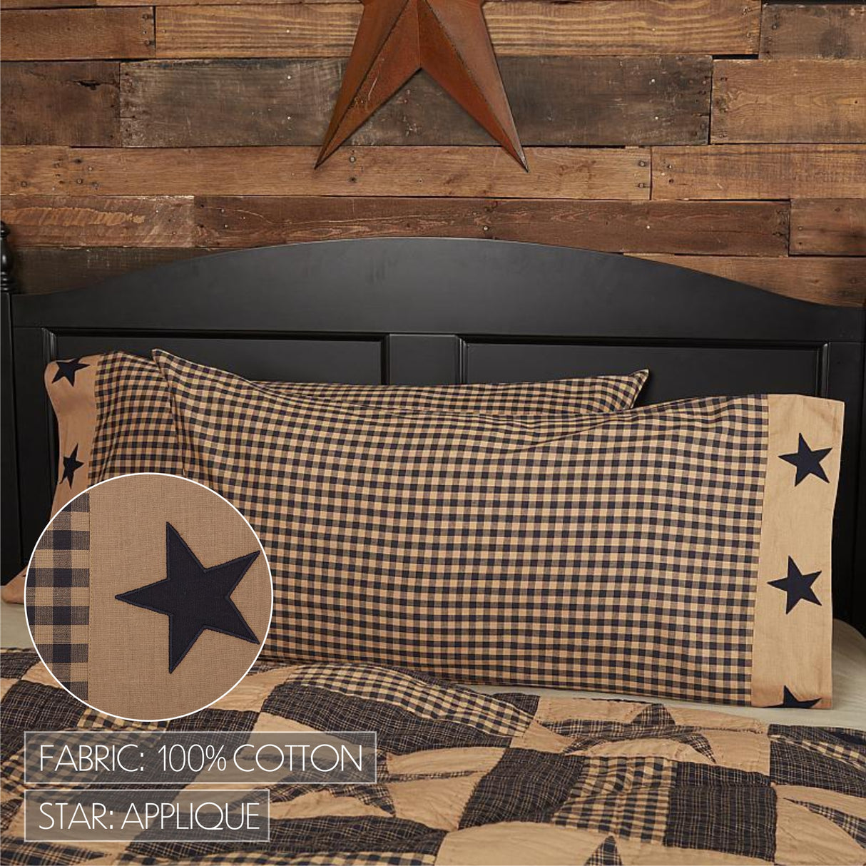 56794-Teton-Star-King-Pillow-Case-w-Applique-Star-Set-of-2-21x40-image-2