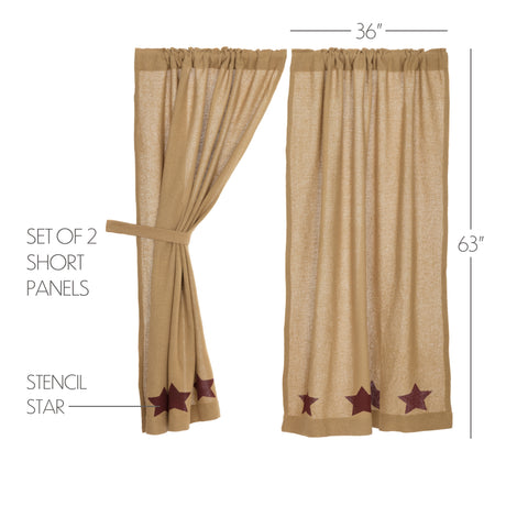 25914-Burlap-w-Burgundy-Stencil-Stars-Short-Panel-Set-of-2-63x36-image-4