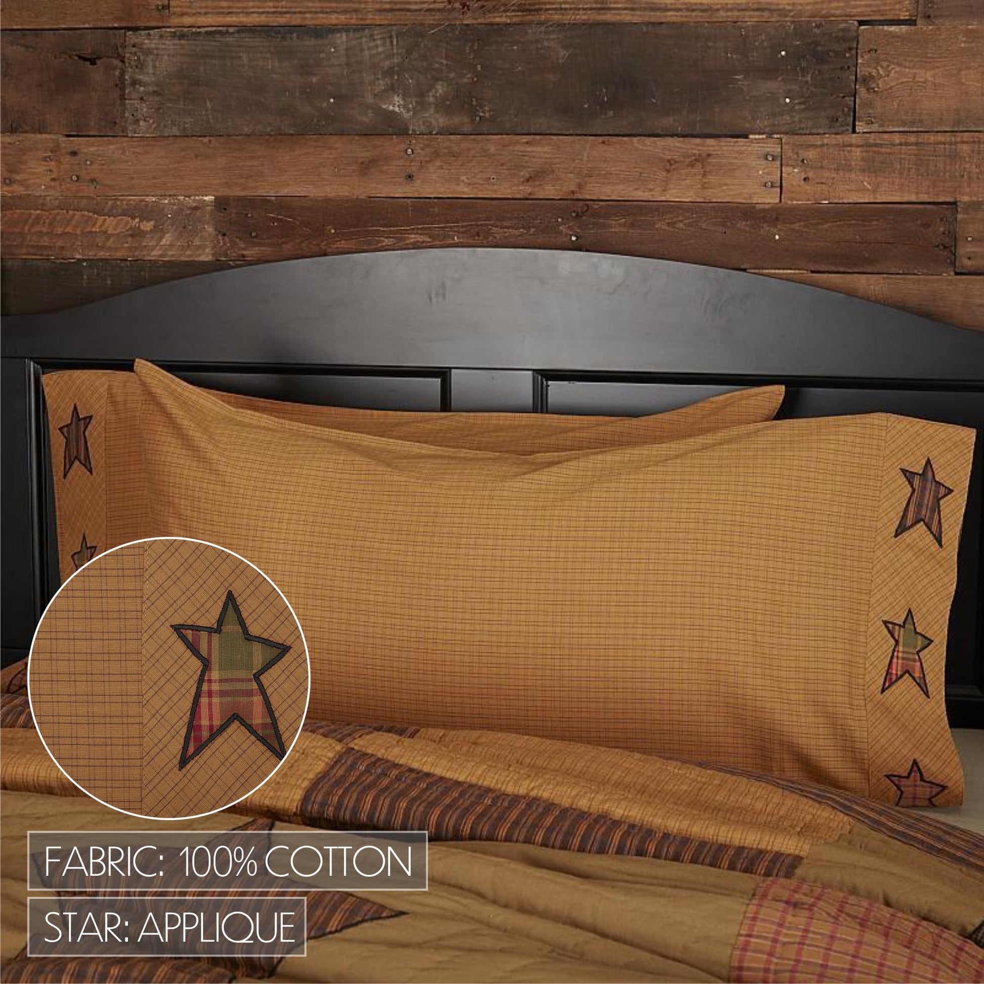 56782-Stratton-King-Pillow-Case-w-Applique-Star-Set-of-2-21x40-image-2