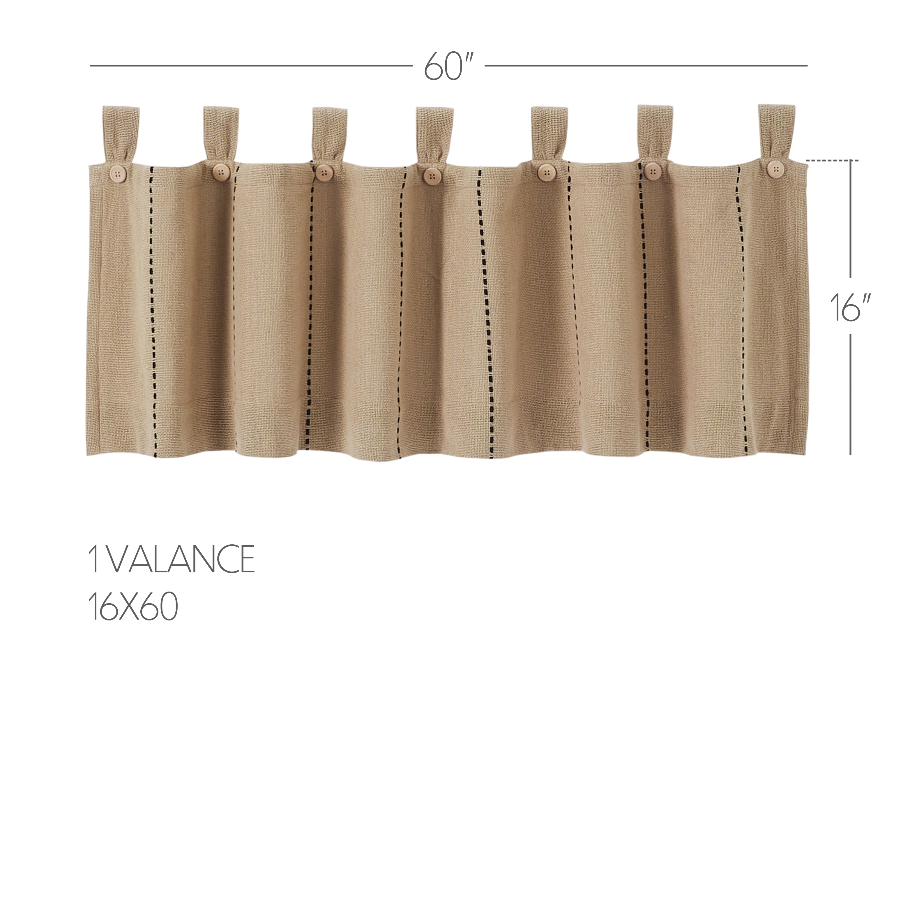 VHC Brands Burlap Stars Curtain Valance - Thumbnail 4
