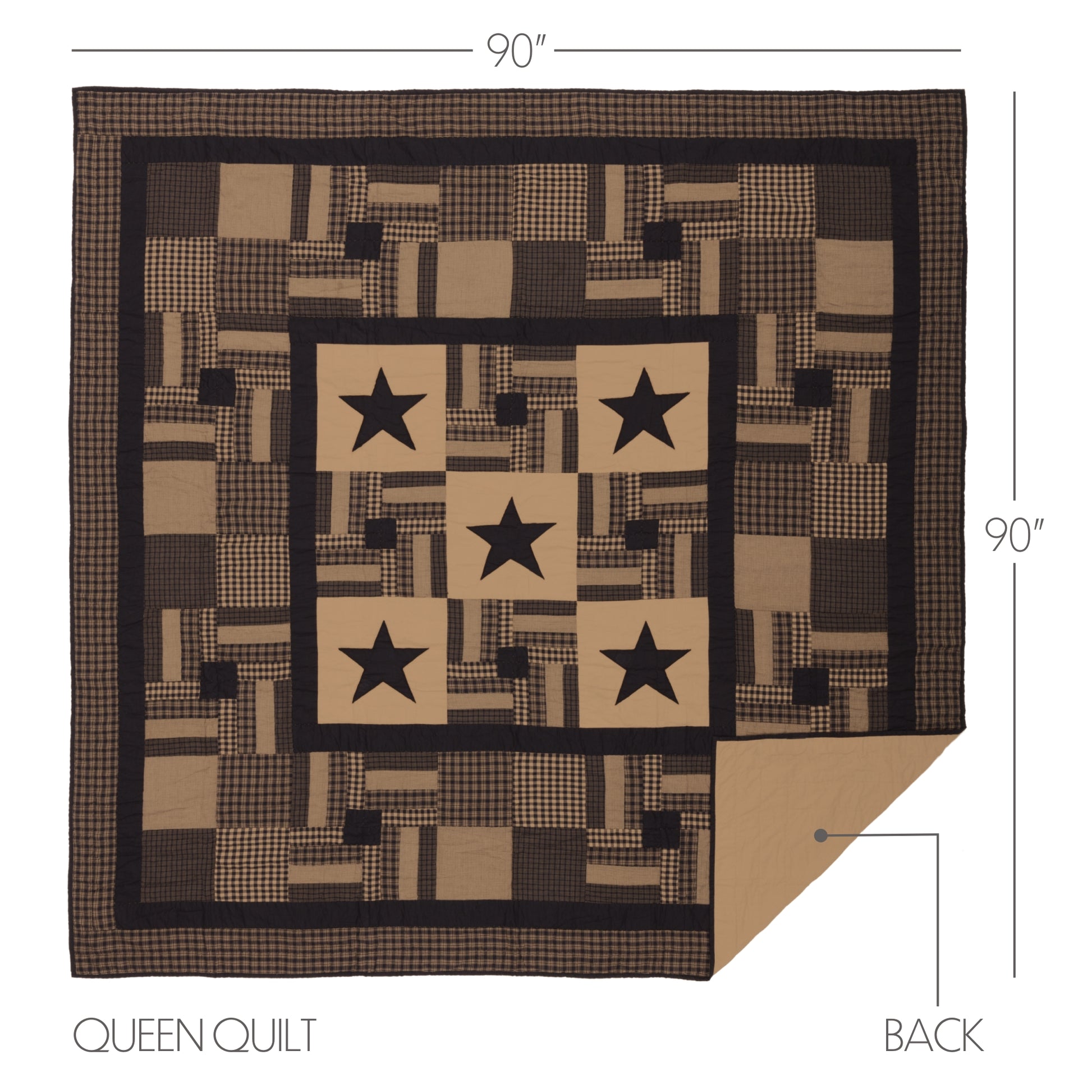 45579-Black-Check-Star-Queen-Quilt-90Wx90L-image-1