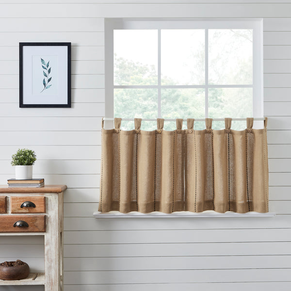 Farmhouse Tier Set Woven Plaid Textured Cotton Cafe Kitchen Curtains V –  VHC Brands Home Decor