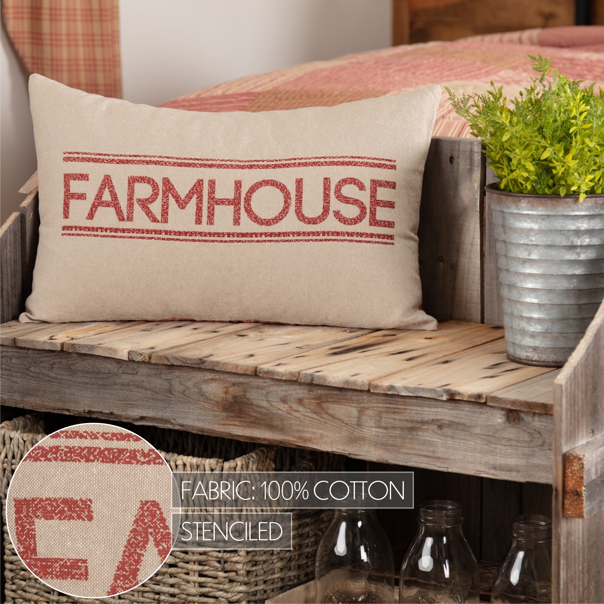 Sawyer Mill Farmhouse Pillow 14x22 Red