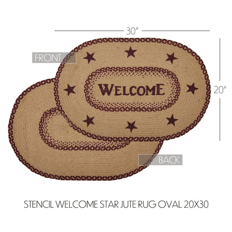 70711-Burgundy-Tan-Jute-Rug-Oval-Welcome-w-Pad-20x30-image-2