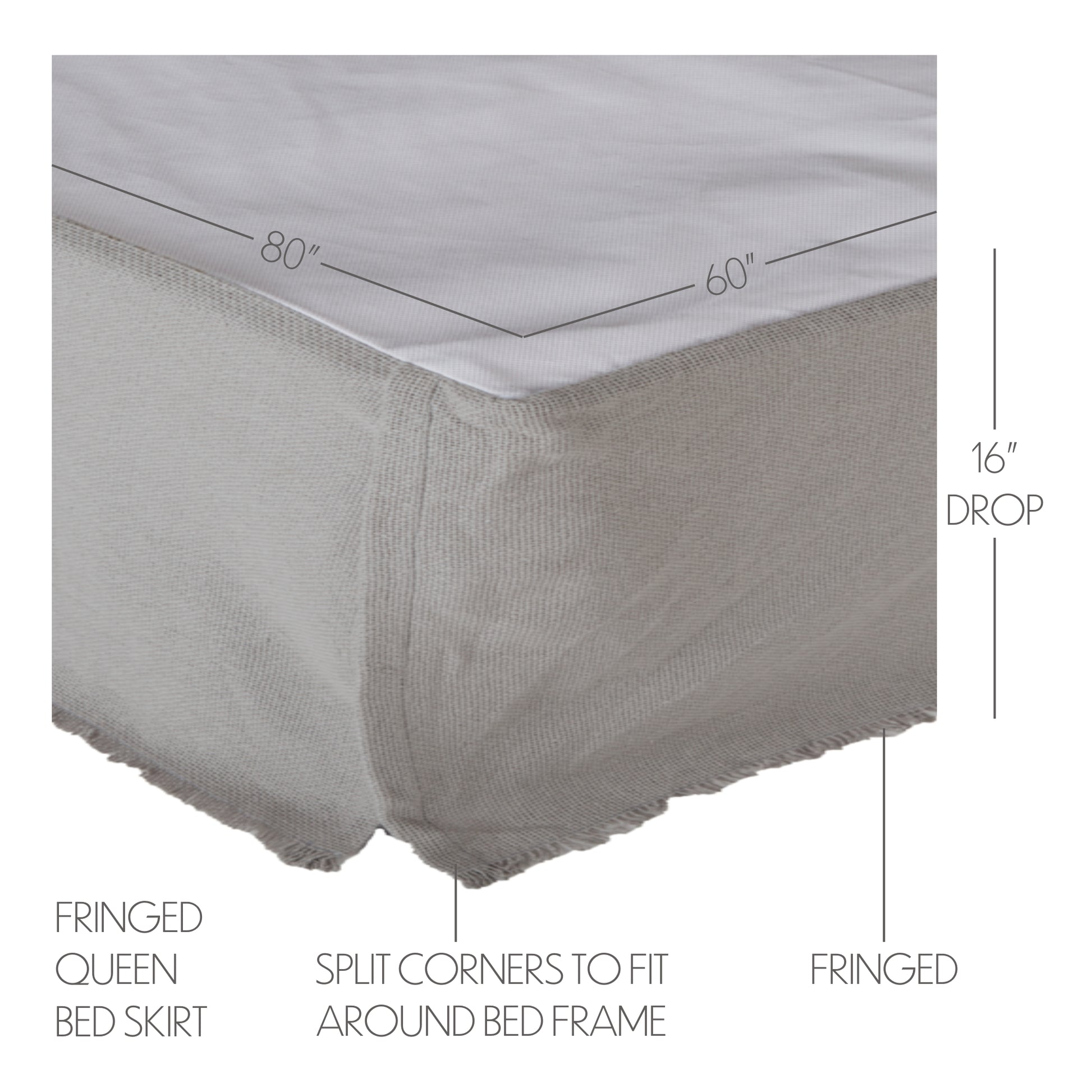70051-Burlap-Dove-Grey-Fringed-Queen-Bed-Skirt-60x80x16-image-2