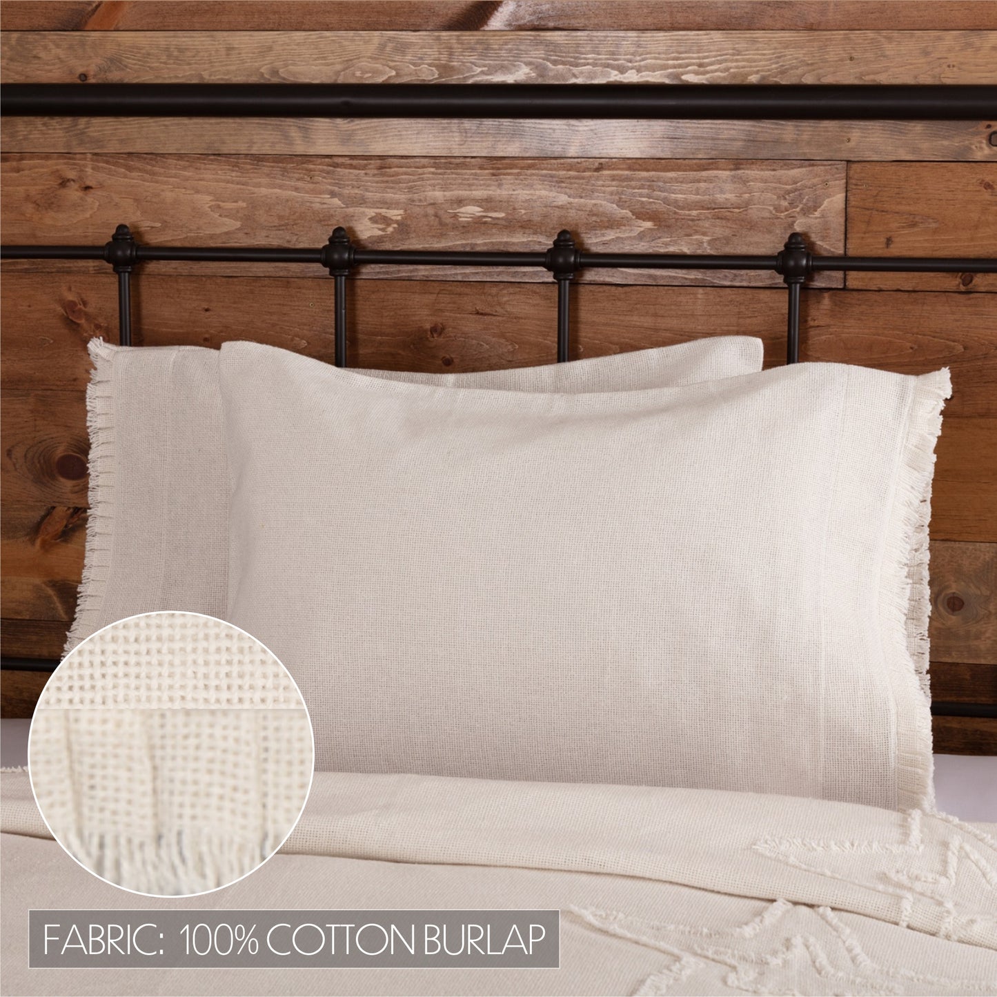 51818-Burlap-Antique-White-Standard-Pillow-Case-w-Fringed-Ruffle-Set-of-2-21x30-image-2