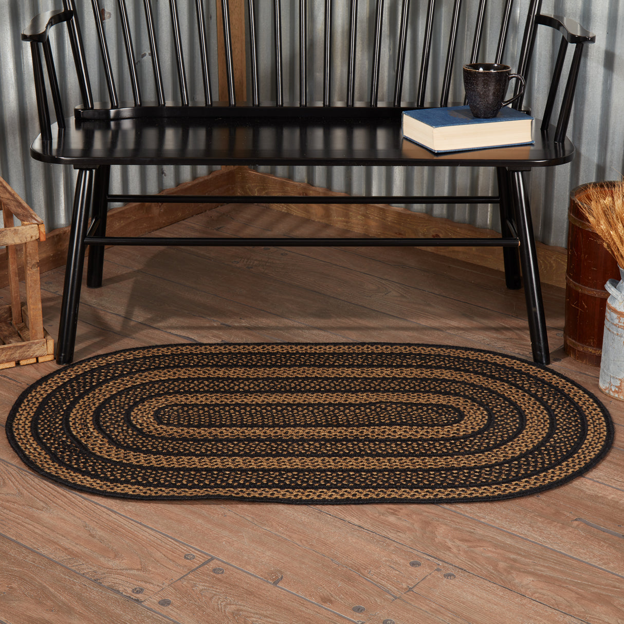 69432-Black-Tan-Jute-Rug-Oval-w-Pad-27x48-image-2