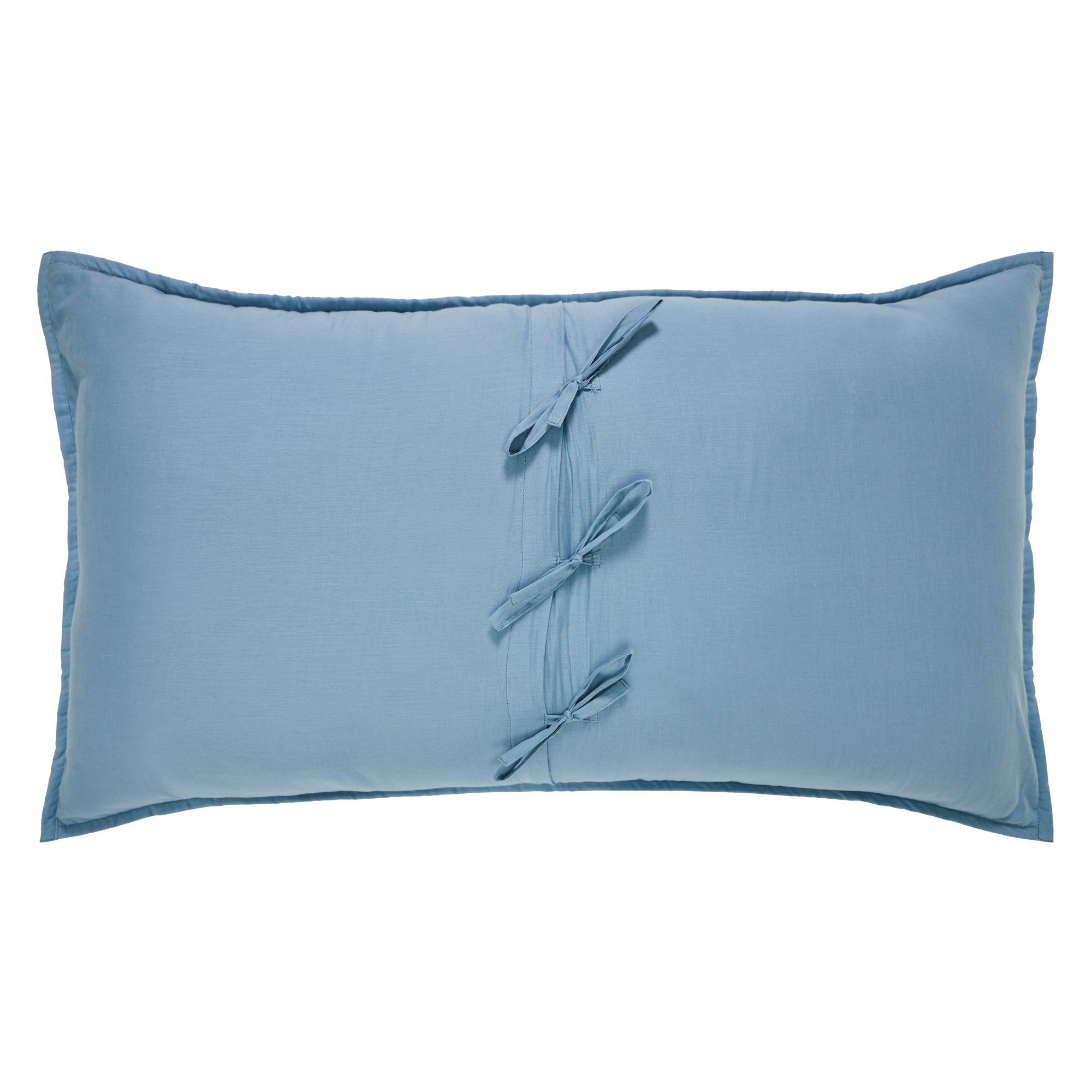 VHC Brands Farmhouse Decor Vorhang – Baumwolle, Schablonenmuster, Chambray Blau, 60 X 50 Zoll, Mit Stangen-Tasche