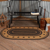 69433-Farmhouse-Jute-Rug-Oval-Stencil-Stars-Border-w-Pad-36x60-image-2