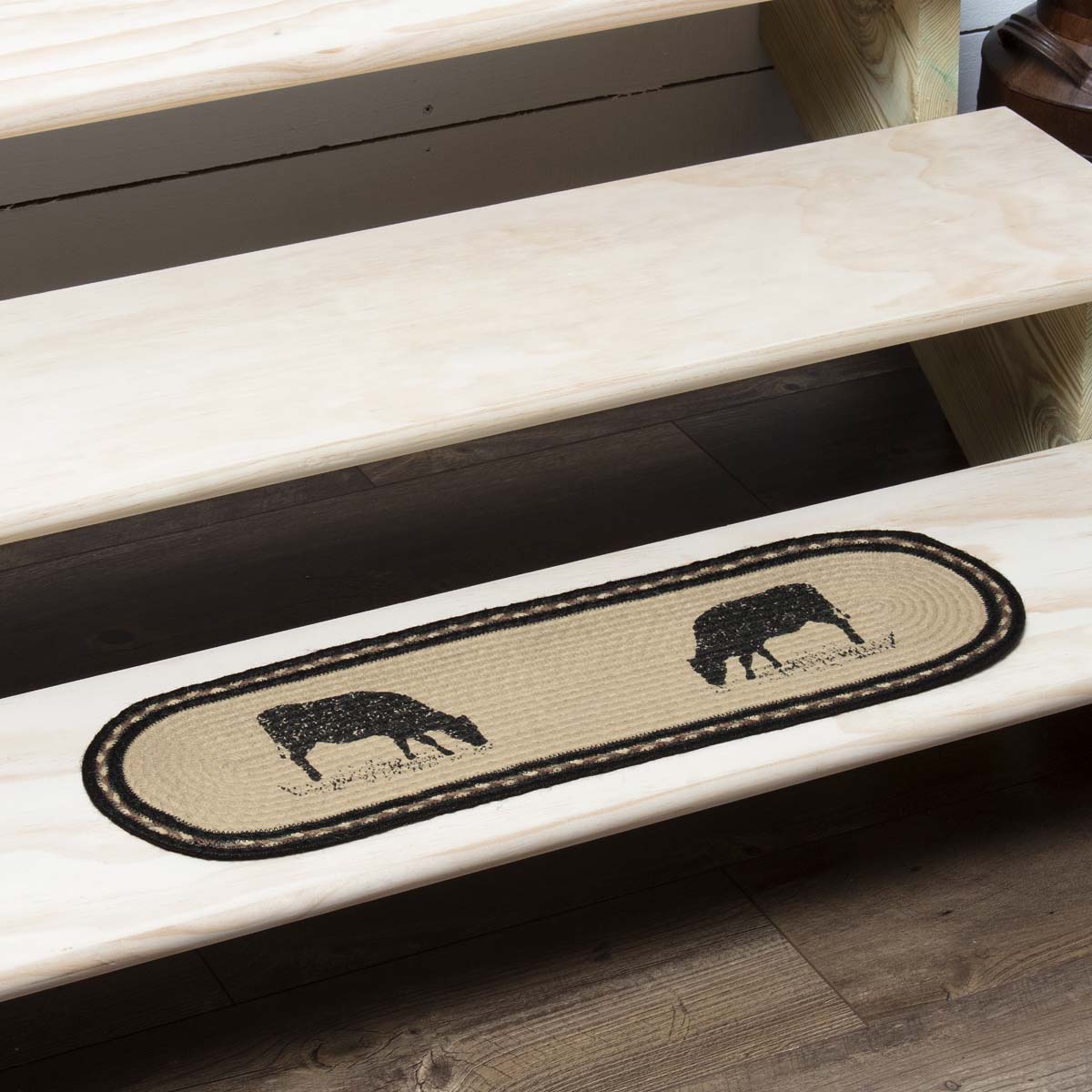 34088-Sawyer-Mill-Charcoal-Cow-Jute-Stair-Tread-Oval-Latex-8.5x27-image-4