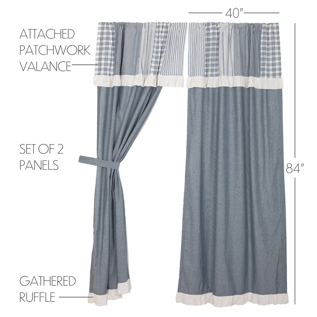 51287-Sawyer-Mill-Blue-Chambray-Solid-Panel-with-Attached-Patchwork-Valance-Set-of-2-84x40-image-1